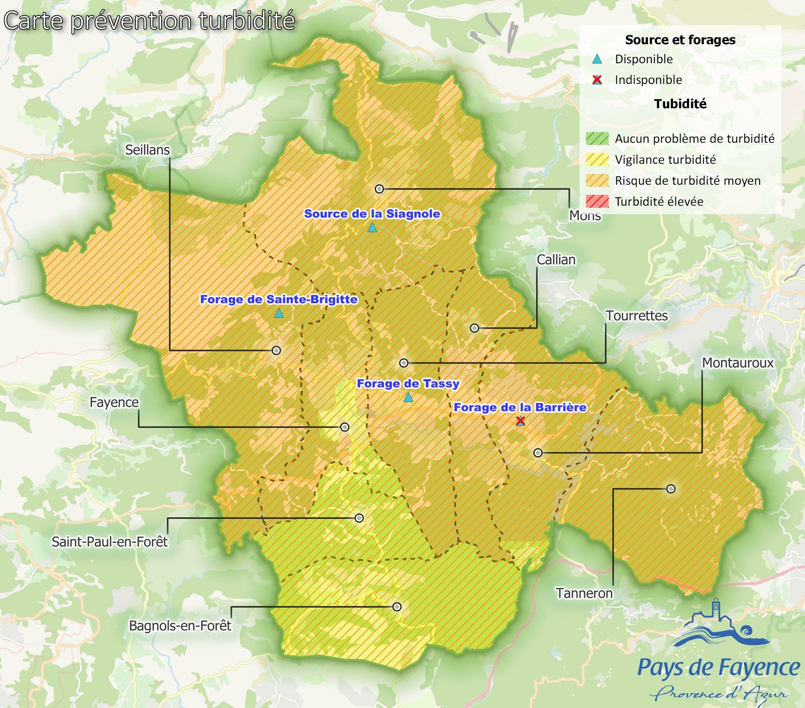 carte 16/10/2024 vigilance orange turbidité pays de fayence